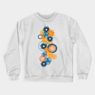 Oranges and Bluebells: a Patterned Spirograph Collage Crewneck Sweatshirt